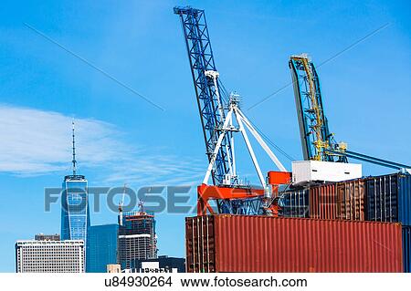 Picture - USA, New York, Construction site in financial district. Fotosearch