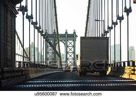 USA, New York, New York City, Semi- truck on Brooklyn Bridge View Large Photo Image Stock Photo - USA, New York, New York City, Semi- truck on Brooklyn Bridge. Fotosearch