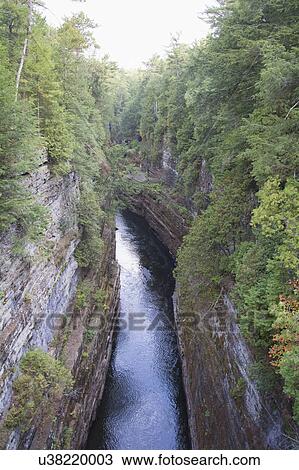 Stock Image - USA, New York, Wilmington, Ausable river flowing in canyon. Fotosearch