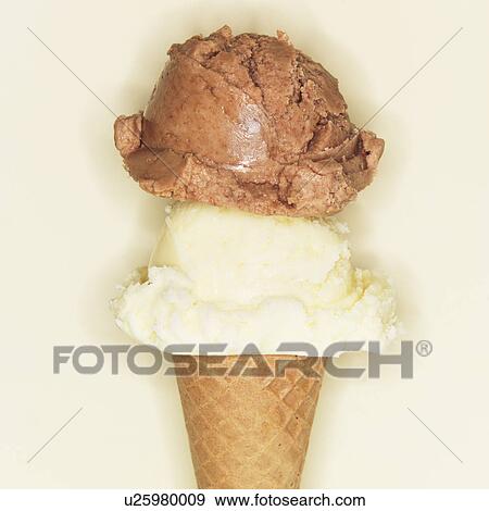 Vanilla and chocolate ice creams in cone View Large Photo Image Stock Photo - Vanilla and chocolate ice creams in cone. Fotosearch