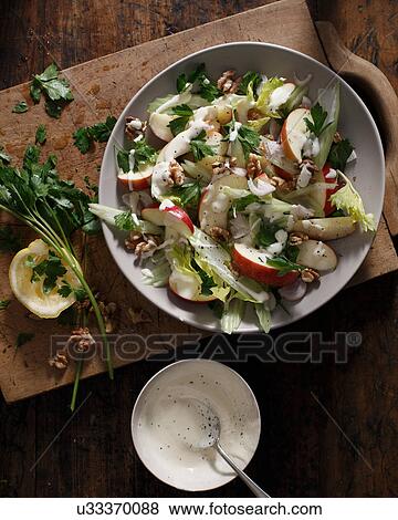 Stock Photo - Waldorf salad in bowl. Fotosearch