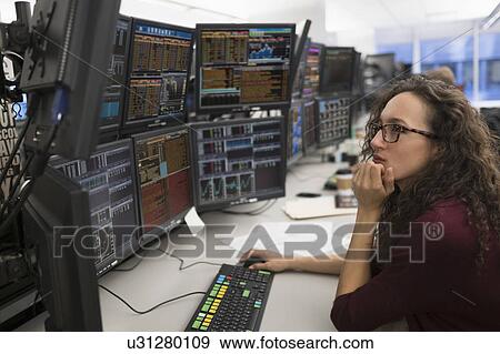 Young woman analyzing computer data View Large Photo Image Stock Photo - Young woman analyzing computer data. Fotosearch