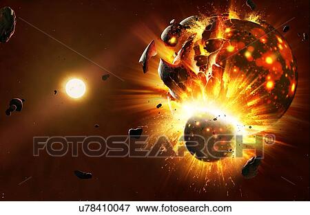 Stock Photo - Artwork of the central regions of a protoplanetary disc. Planets are formed inside giant discs of gas and dust called protoplanetary discs, or proplyds for short. They are a natural consequence of the star formation process, with the star forming at.... Fotosearch
