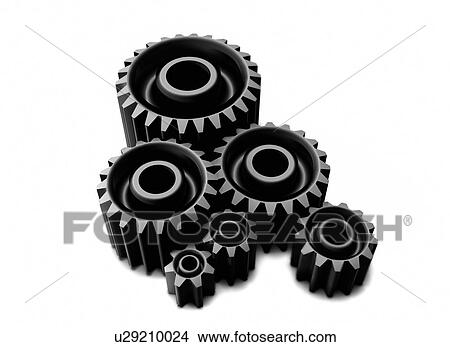 Black gears against a white background. View Large Photo Image Picture - Black gears against a white background.. Fotosearch