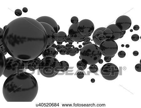 Picture - Black spheres, illustration.. Fotosearch
