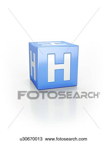 Stock Image - Blue cube with letter H.. Fotosearch