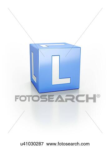 Stock Photo - Blue cube with letter L.. Fotosearch