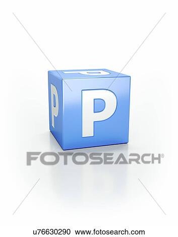 Stock Image - Blue cube with letter P.. Fotosearch