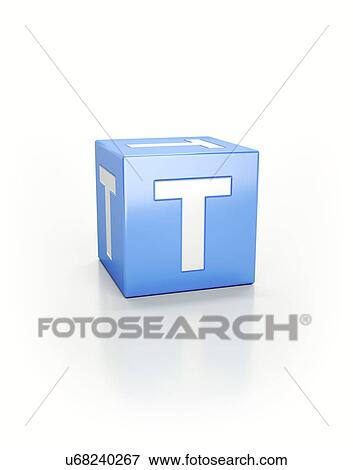 Stock Photo - Blue cube with letter T.. Fotosearch