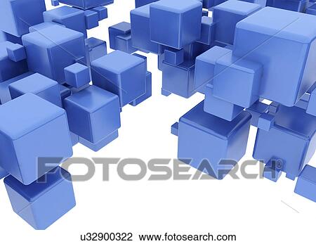Stock Image - Blue cubes, illustration.. Fotosearch