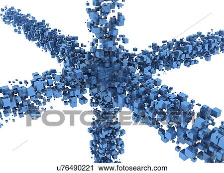 Stock Image - Blue cubes making a star shape, illustration.. Fotosearch