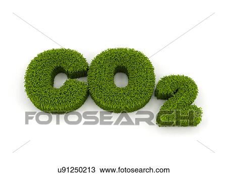Stock Image - C02 made from green grass, illustration.. Fotosearch