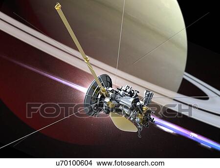 Picture - Cassini and Saturn, illustration.. Fotosearch