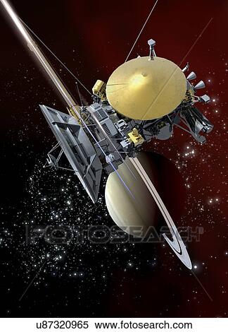 Stock Photography - Cassini and Saturn, illustration.. Fotosearch
