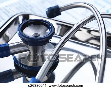 Close-up of a stethoscope on a metal tray. View Large Photo Image Stock Image - Close-up of a stethoscope on a metal tray.. Fotosearch