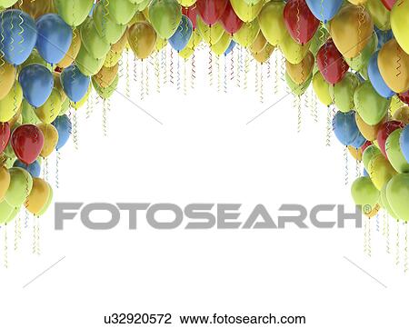 Stock Image - Coloured balloons against a white background, illustration.. Fotosearch