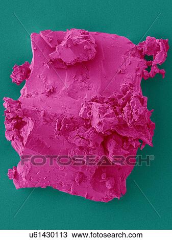 Stock Image - Coloured scanning electron micrograph (SEM) of Coal from the ship Titanic. Coal is a fossil fuel (combustible sedimentary rock) that forms when dead plant matter is converted into peat. Over time geological processes convert peat into lignite, then.... Fotosearch