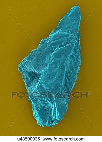 Stock Photography - Coloured scanning electron micrograph (SEM) of an uncut sapphire. Sapphire is a typically blue gemstone variety of the mineral corundum (aluminium oxide). Sapphire is very dense and very hard. Non-gem quality sapphire is often used as an industrial.... Fotosearch