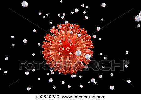 Stock Image - Destruction of Human Immunodeficiency Virus (HIV) by nanoparticles, computer illustration. Conceptual image for HIV-infection and AIDS treatment and prevention.. Fotosearch