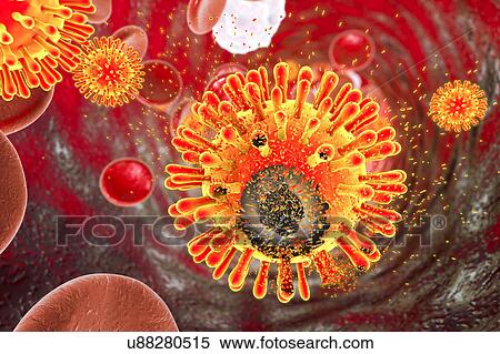 Stock Photography - Destruction of Human Immunodeficiency Virus (HIV), computer illustration. Conceptual image for HIV-infection and AIDS treatment and prevention.. Fotosearch