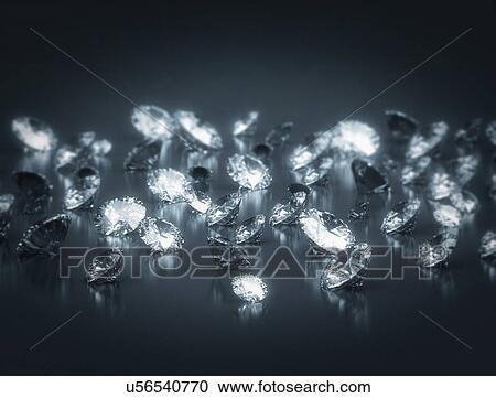 Stock Image - Diamonds against black background.. Fotosearch