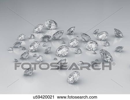 Stock Image - Diamonds against grey background.. Fotosearch
