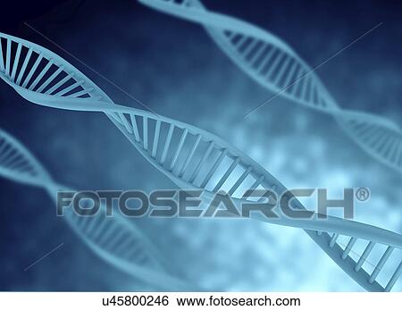 Stock Photograph - Dna strand against a blue background.. Fotosearch