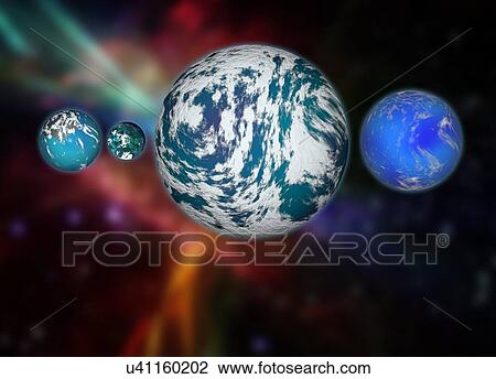 Futuristic planets, illustration. View Large Photo Image Stock Image - Futuristic planets, illustration.. Fotosearch