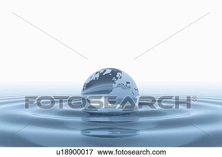 Stock Photo - Globe submerged in water, illustration.. Fotosearch