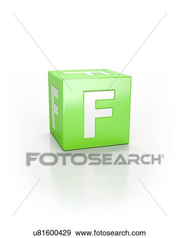 Stock Photo - Green cube with letter F.. Fotosearch