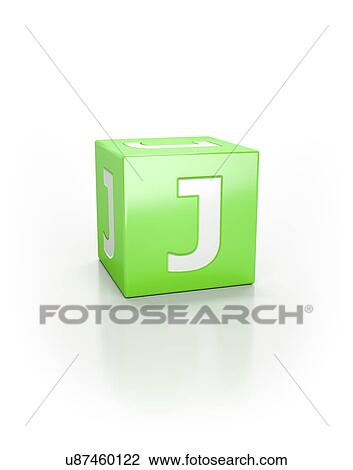 Stock Image - Green cube with letter J.. Fotosearch