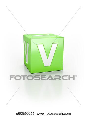 Stock Photography - Green cube with letter V.. Fotosearch