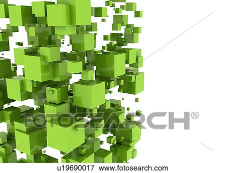 Stock Photo - Green cubes, illustration.. Fotosearch