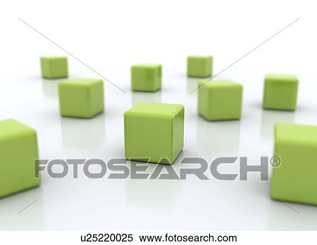 Stock Photography - Green cubes, illustration.. Fotosearch