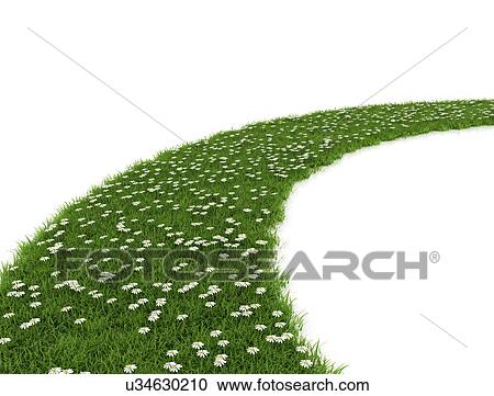 Green grass with white flowers, illustration. View Large Photo Image Stock Image - Green grass with white flowers, illustration.. Fotosearch
