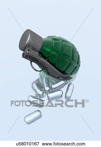 Grenade with capsules, illustration. View Large Photo Image Stock Photo - Grenade with capsules, illustration.. Fotosearch