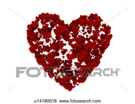 Stock Photo - Heart shape made from tiny hearts, illustration.. Fotosearch