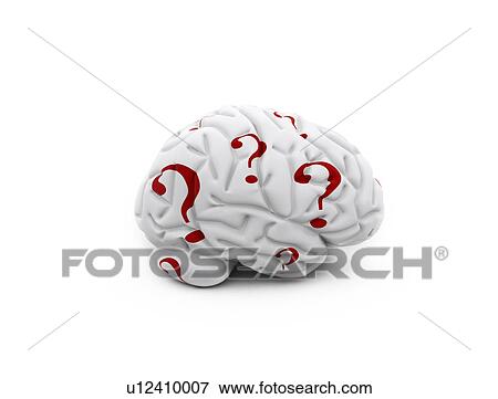 Stock Photo - Human brain with question marks, illustration.. Fotosearch