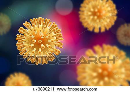 Stock Image - Human Immunodeficiency Virus (HIV), computer illustration. HIV is an RNA virus from the Retroviridae family that causes acquired immune deficiency syndrome (AIDS).. Fotosearch
