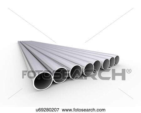 Stock Photo - Metal tubes against a white background.. Fotosearch