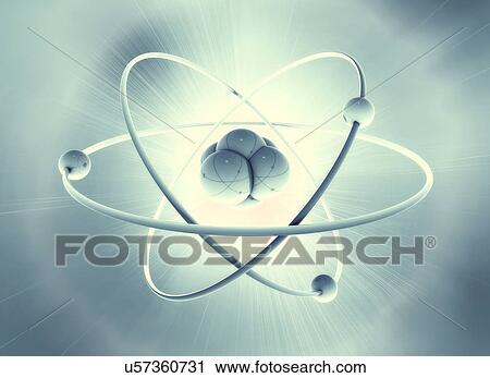 Stock Image - Nucleus and atoms, illustration.. Fotosearch