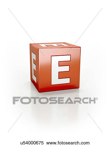 Stock Photography - Red cube with letter E.. Fotosearch