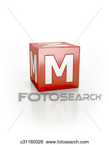 Stock Photograph - Red cube with letter M.. Fotosearch