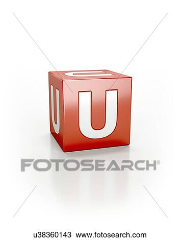 Stock Image - Red cube with letter U.. Fotosearch