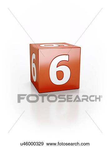 Stock Photo - Red cube with the number six.. Fotosearch