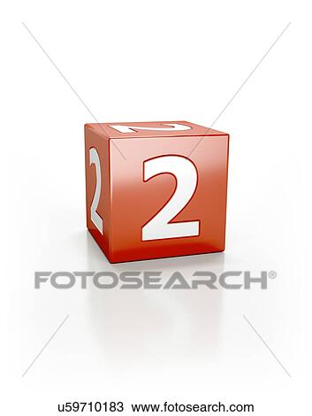 Stock Image - Red cube with the number three.. Fotosearch