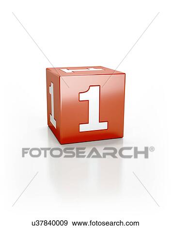Stock Photo - Red cube with the number three.. Fotosearch