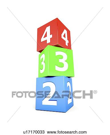 Stack of 3 coloured numbered cubes, two, three and four. View Large Photo Image Stock Image - Stack of 3 coloured numbered cubes, two, three and four.. Fotosearch