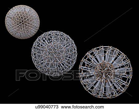 Stock Image - Threee diffferent nanoparticles, computer artwork.. Fotosearch