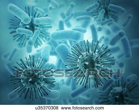 Viruses and bacterium, illustration. View Large Photo Image Stock Photo - Viruses and bacterium, illustration.. Fotosearch